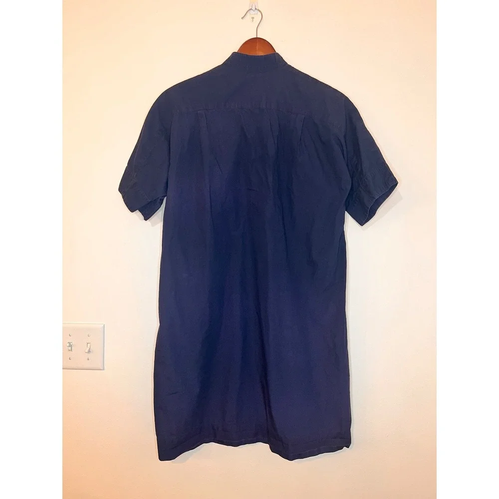 GREI. New York Navy Blue Cotton Band Collar Short Sleeve Tunic Dress Size 0 - Picture 3 of 7
